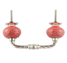 Etched Ceramic Cut Bridge Handle in Red