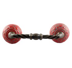 Etched Ceramic Cut Bridge Handle in Red