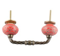 Etched Ceramic Cut Bridge Handle in Red