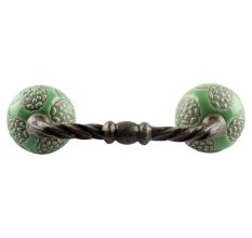 Pea Green Marigold Etched Ceramic Cut Bridge Handle Online