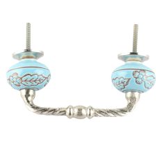 Turquoise Leaf Flower Ceramic Cut Bridge Handle Online