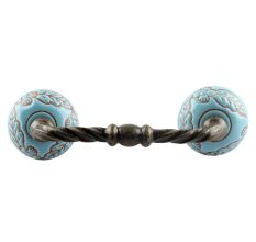 Turquoise Leaf Flower Ceramic Cut Bridge Handle Online