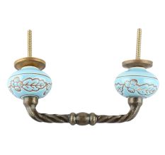 Turquoise Leaf Flower Ceramic Cut Bridge Handle Online