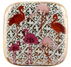 Pink and Gold Flamingo Square Ceramic Dresser Knob