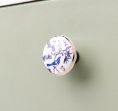 Blue Bird Golden Berry Ceramic Floral Drawer Knob Online