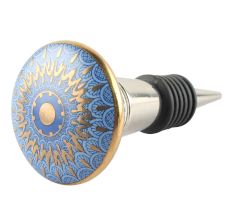 Slate Blue Ceramic Floral Wine Stopper