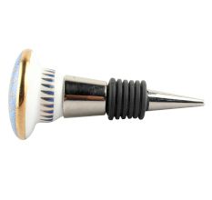 Slate Blue Ceramic Floral Wine Stopper