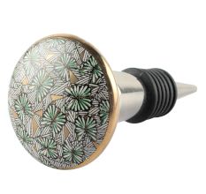 Ceramic Floral Wine Stopper in Green