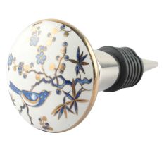 Slate Blue Bird Ceramic Floral Wine Stopper Online