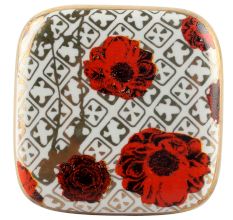 Red Flower Square Ceramic Wine Stopper