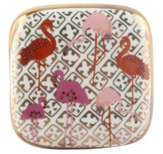 Baby Pink With Red Flamingo Square Ceramic Wine Stopper