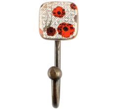 Red Flower Square Ceramic Iron Wall Hook