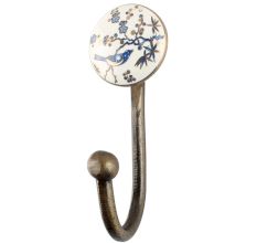Blue Bird Golden Berry Ceramic Iron Wall Hook