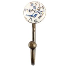 Blue Bird Golden Berry Ceramic Iron Wall Hook