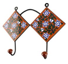 Brown Ceramic Floral Tile Hook Online