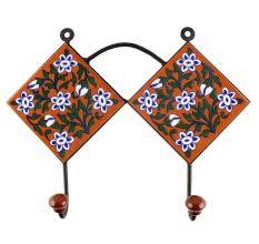 Brown Ceramic Floral Tile Hook Online