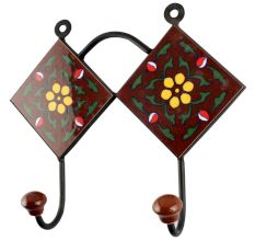 Dark Floral Ceramik Tile Hook