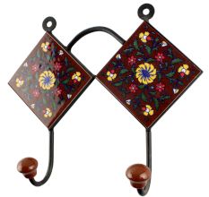 Dark Brown With Yellow Wheel Flower Ceramic Tile Hook