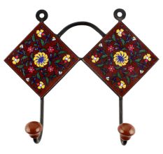 Dark Brown With Yellow Wheel Flower Ceramic Tile Hook