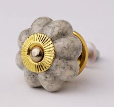 Cream Crackle Ceramic Melon Drawer Knob