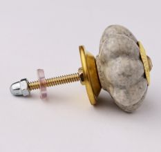 Cream Crackle Ceramic Melon Drawer Knob