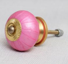 Solid Dark Neon Pink Ceramic Drawer Knob