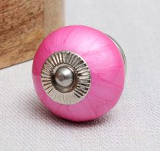 Solid Dark Neon Pink Ceramic Drawer Knob