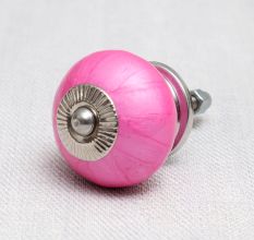 Solid Dark Neon Pink Ceramic Drawer Knob
