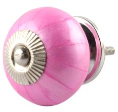 Solid Dark Neon Pink Ceramic Drawer Knob