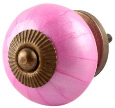 Solid Dark Neon Pink Ceramic Drawer Knob