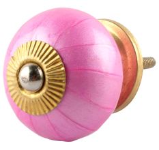 Solid Dark Neon Pink Ceramic Drawer Knob