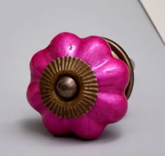 Solid Neon Pink Ceramic Melon Drawer Knob Online