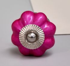 Solid Neon Pink Ceramic Melon Drawer Knob Online