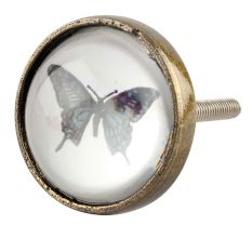 Butterfly Inside Glass And Metal Drawer Knob
