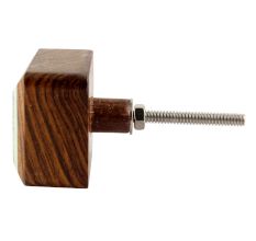 Sea Green Square Wooden And Resin Cabinet Knob
