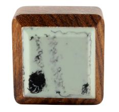 Sea Green Square Wooden And Resin Cabinet Knob