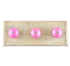 Solid Dark Neon Pink Ceramic Wooden Hook