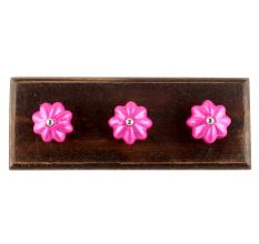 Solid Neon Pink Ceramic Melon Wooden Hook