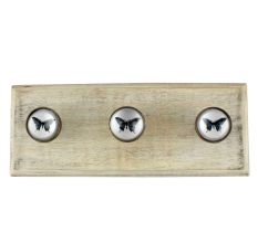 Butterfly Inside Glass And Metal Wooden Hook