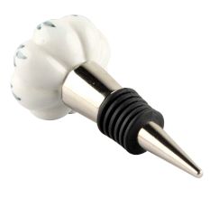White Base Grey Leaf Ceramic Floral Wine Stopper