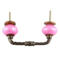 Solid Dark Neon Pink Ceramic Cut Bridge Handle