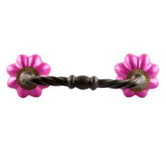 Solid Neon Pink Melon Ceramic Cut Bridge Handle