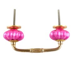 Solid Neon Pink Ceramic Melon Bridge Handle