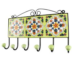 White Ceramic Floral Tile Hook