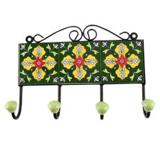 Yellow Floral Ceramic Tile Hook
