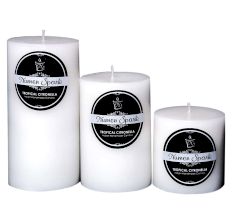 Set Of 3 Tropical Citronella Solid Pillar Candle