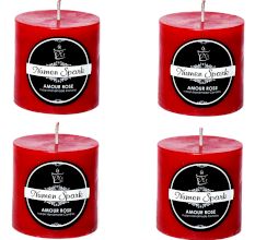 Set Of 4 Amour Rose Solid  Pillar Candle