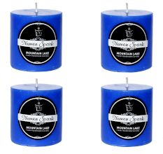 Set Of 4 Mountain Lake Solid Pillar Candle