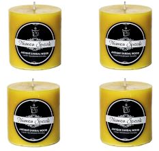 Set Of 4 Antique Sandalwood Solid Pillar Candle
