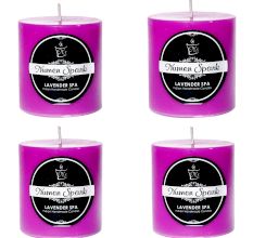Set Of 4 Lavender Spa Solid Pillar Candle